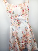 Sukienka damska VIGOL biała kwiaty XS S floral rozkloszowana wiązana 