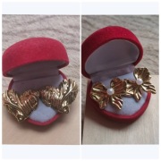 2 pary kolczyki serce i kokardki kolor złoty wkręty sztyfty stal okazja