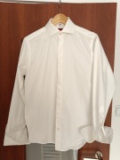 Elegancka Biała Koszula Na Spinki 164/170, L, Kołnierzyk: 38, Slim | Omega