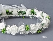 Biało zielony, delikatny wianek, wianuszek komunijny