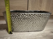 Wazon ceramiczny SREBRNY | Chrom / Metalik | Styl Modern | 20 cm