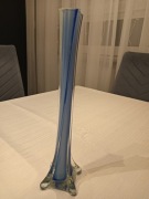 Wazon szklany biało niebieski 30 cm 