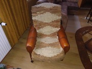 Narzuta na fotel nakrycie dywanik ze skrawków skór owczych PRL 155cm 2 szt