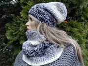 Szydełkowy komplet czapka i komin ombre