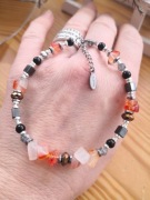 Amulet Ochronny Bransoletka Karneol obsydian i hematyt