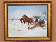 STARY OBRAZ OLEJNY sygnowany 