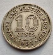 BORNEO BRYTYJSKIE 10 Cents 1957 ŁADNA