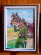 UŁAN SYGNALISTA- PIĘKNY OBRAZ OLEJNY NA PŁÓTNIE-J. KOSSAK 