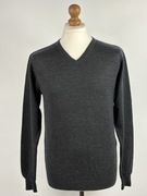 Sweter SELECTED 100% Merino Wool M grafitowy V-neck elegancki premium