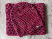 Komplet czapka beanie smerfetka komin szydełkowy