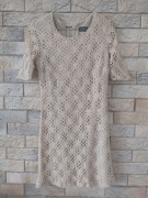 Ażurowa tuniko-sukienka 38  ecru/beż etno/ boho  style 