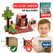 Klocki magnetyczne Minecraft 192 el – duże bloki 2,5 cm – sześciany