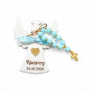 Magnes+ różaniec, aniołek, podziękowania dla gości, Komunia Święta 