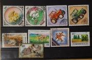 Znaczki Mongolia – 9 szt. (grzyby, traktory, fauna, ptaki) - kasowane (53)