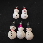 Bombki choinkowe małe bałwanki szklane ozdoby na choinkę prl retro 