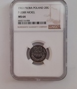 20 groszy 1963, PRÓBA, nikiel, NGC MS64