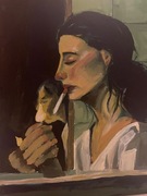 Obraz kobieta plotno 30x40 cm akryl