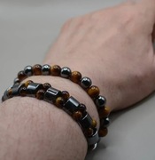 Komplet 2 bransoletek z naturalnych kamieni – tygrysie oko & obsydian