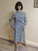 JULIE FAGERHOLT długa sukienka niebieska w kwiaty jak nowa 93% jedwab_ S