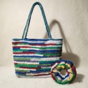 Torebka i scrunchie crochet, zestaw ręcznie robiony