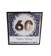 Kartka na 30,40,50,60,70 urodziny ręcznie robiona granat, srebro