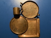 Stare naczynia miedziane patelnia kubek patera taca miedź