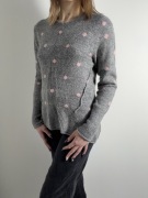 Szary sweter w różowe kropki, miękki, klasyczny rozm. S L.O.G.G