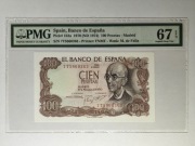 Hiszpania 100 peset 1970 (ND 1974) PMG 67 EPQ Pick 152a