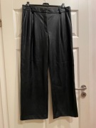 Szerokie powlekane spodnie z H&M w kolorze czarnym (ekoskóra)