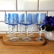 Kieliszki rzymskie remer 6 szt. kryształ kobaltowy remery do wina świecznik