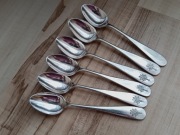 POSREBRZANE ŁYŻECZKI DO KAWY FILIŻANKI MONOGRAM AUSTRO-WĘGRY 1880-1887r