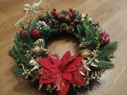 Świąteczny zimowy jesienny wianek na drzwi dekoracja stroik