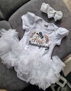 Tutu romper biały miękki tiul Święto dziękczynienia Rozmiar 3-6m