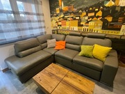 Kanapa skórzana, używana , łóżko po rozłożeniu 