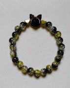 Bransoletka kotek zielone koraliki 