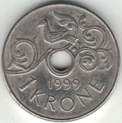 Norwegia 1 korona krone 1999 - 21 mm - nr 2