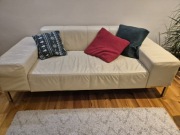 Sofa 2 osobowa, skóra naturalna beżowa