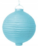 Lampion papierowy 30cm błękit z żarówką