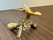 Śliczna figurka pozłacana 24k złotem ptak Koliber AUSTRIAN CRYSTALS 