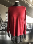 Sweterek tunika bluza koronka bordo wino made in italy