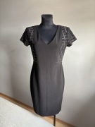 Joseph Ribkoff czarna sukienka elegancka ołówkowa dżety ozdobne L XL 40 42