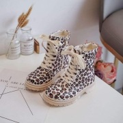 Cudne ocieplane buty zimowe beżowa panterka botki r. 28 (17 cm)