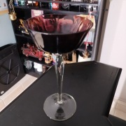 Stary wysoki kielich PRL Szkło barwione