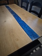 Komplet z litego drewna stół z dębowy blat z żywicy + 6 krzeseł