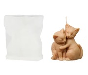 KOTKI MIŁOŚĆ Walentynki forma silikonowa 8*7.4 do Odlewów Świec Mydła Gipsu