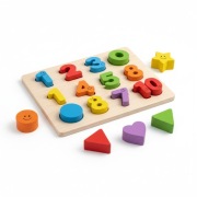 Puzzle Drewniane Cyfry i Kształty - Edukacyjna Układanka dla Dzieci