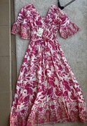 sukienka różowa print boho viskoza italy