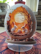 Przepiękna Dekoracja witraż łapacz światła z motywe wielkanocnym 3D.