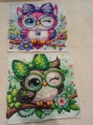 2 poszewki na poduszki 45x45 cm sowy