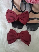 Bordowe burgundowe klipsy do butów klipsy kokardy kokardki okazje 